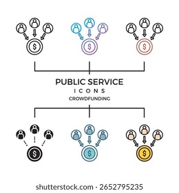 Crowdfunding concept illustration in vector style, suitable for public service and government themes.