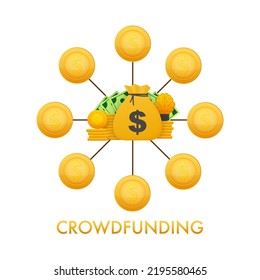 Crowdfunding-Konzept. Investitionen in Ideen. Vektorgrafik.