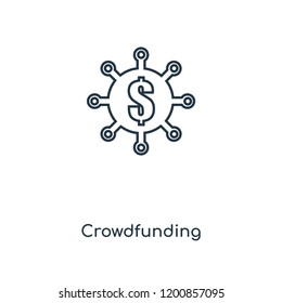 Crowdfunding concept line icon. Linear Crowdfunding concept outline symbol design. This simple element illustration can be used for web and mobile UI/UX.