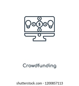 Crowdfunding concept line icon. Linear Crowdfunding concept outline symbol design. This simple element illustration can be used for web and mobile UI/UX.