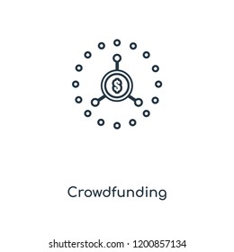 Crowdfunding concept line icon. Linear Crowdfunding concept outline symbol design. This simple element illustration can be used for web and mobile UI/UX.