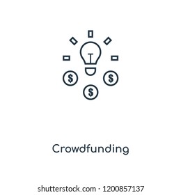Crowdfunding concept line icon. Linear Crowdfunding concept outline symbol design. This simple element illustration can be used for web and mobile UI/UX.