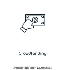 Crowdfunding concept line icon. Linear Crowdfunding concept outline symbol design. This simple element illustration can be used for web and mobile UI/UX.