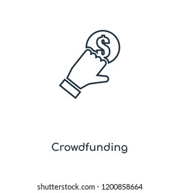 Crowdfunding concept line icon. Linear Crowdfunding concept outline symbol design. This simple element illustration can be used for web and mobile UI/UX.