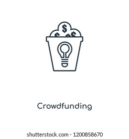 Crowdfunding concept line icon. Linear Crowdfunding concept outline symbol design. This simple element illustration can be used for web and mobile UI/UX.