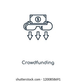 Crowdfunding concept line icon. Linear Crowdfunding concept outline symbol design. This simple element illustration can be used for web and mobile UI/UX.