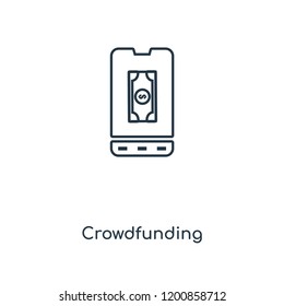 Crowdfunding concept line icon. Linear Crowdfunding concept outline symbol design. This simple element illustration can be used for web and mobile UI/UX.