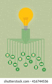 Crowdfunding concept with transferring fund through hi technology devices.