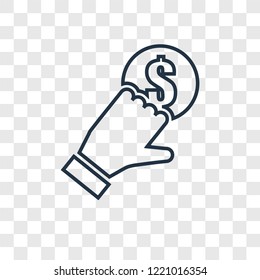 Crowdfunding concept vector linear icon isolated on transparent background, Crowdfunding concept transparency concept in outline style