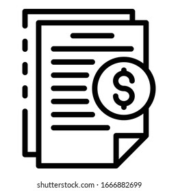 Icono de contrato de financiación colectiva. Contorno de código colaborativo icono vectorial de contrato para diseño web aislado en fondo blanco
