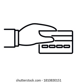 Crowdfunding credit card icon. Outline crowdfunding credit card vector icon for web design isolated on white background