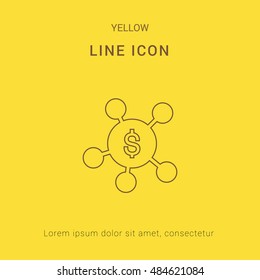 Crowdfunding Cute yellow thin line icon / logo Design