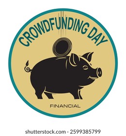 Crowdfunding Day date sticker, vector illustration