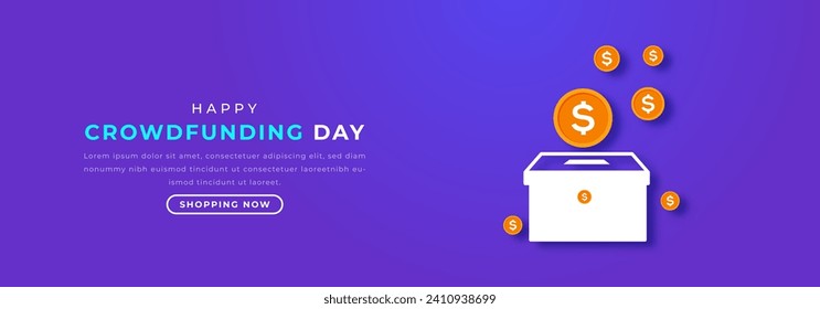 Crowdfunding Day Paper cut style Vector Design Illustration for Background, Poster, Banner, Advertising, Greeting Card