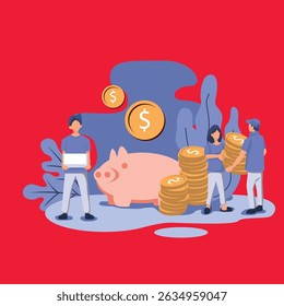 Crowdfunding Ilustración de estilo plano Diseño de Vector