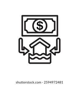 Crowdfunding Flood Outline Icon Vector Illustration