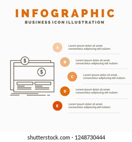 Crowdfunding, funding, fundraising, platform, website Infographics Template for Website and Presentation. Line Gray icon with Orange infographic style vector illustration