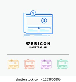 Crowdfunding, funding, fundraising, platform, website 5 Color Line Web Icon Template isolated on white. Vector illustration