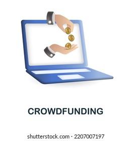 Crowdfunding icon. 3d illustration from crowdfunding collection. Creative Crowdfunding 3d icon for web design, templates, infographics and more