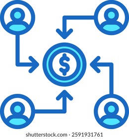 Crowdfunding Icon Blue Color Vector Illustration