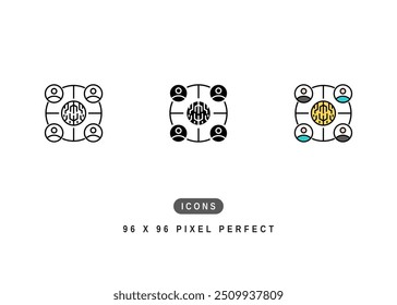 Crowdfunding Icon. Cryptocurrency Crowd Fundraising Pictogram Graphic Illustration. Isolated Simple Line Icon For Infographic, App and Web Button.