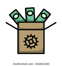 Crowdfunding-Symbol. Bearbeitbare, fette Rahmenlinie mit Farbfülldesign. Vektorgrafik.
