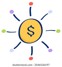 Crowdfunding icon in lineal color style