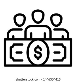 Crowdfunding icon. Outline crowdfunding vector icon for web design isolated on white background