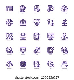 Crowdfunding icon pack for your website, mobile, presentation, and logo design. Crowdfunding icon basic line gradient design. Vector graphics illustration and editable stroke.