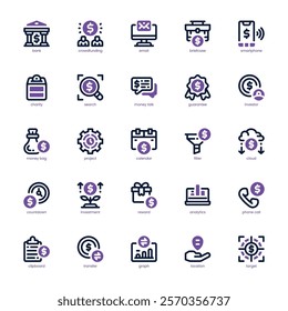 Crowdfunding icon pack for your website, mobile, presentation, and logo design. Crowdfunding icon dual  tone design. Vector graphics illustration and editable stroke.