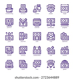 Crowdfunding-Symbolpaket für Ihre Website, Ihr Handy, Ihre Präsentation und Ihr Logo-Design. Crowdfunding Icon line Basic Color Design. Vektorgrafik-Illustration und bearbeitbarer Strich.