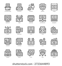 Crowdfunding Icon pack para tu Sitio web, móvil, presentación y diseño de logo. Crowdfunding Diseño de esquema de icono. Ilustración gráfica de Vector y trazo editable.