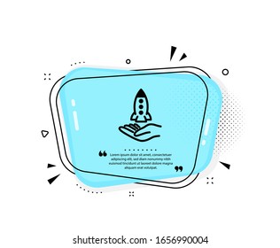 Crowdfunding icon. Quote speech bubble. Launch Startup project sign. Innovation symbol. Quotation marks. Classic crowdfunding icon. Vector