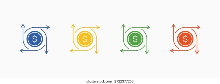 Crowdfunding Conjunto de Ícones Cor Coleção de Estilos Múltiplos