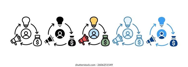 Crowdfunding Icon Set Multiple Style Collection