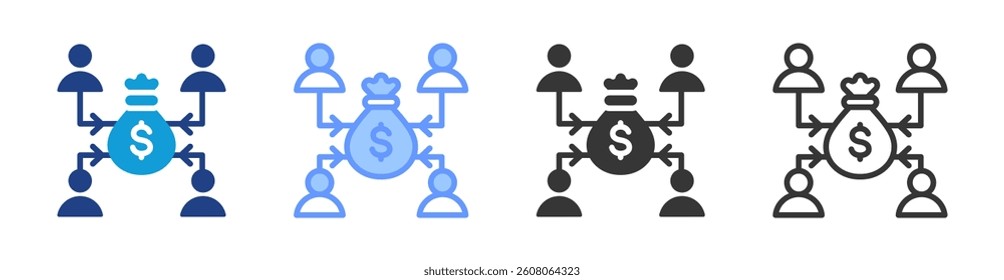 Crowdfunding icon set multiple style collection