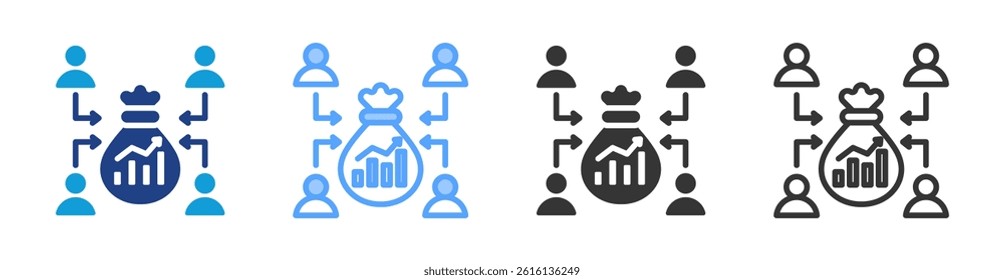Crowdfunding icon set multiple style collection