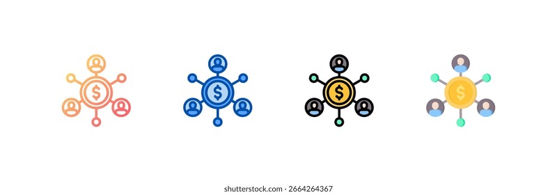 Conjunto de iconos de financiación colectiva colección de estilos múltiples