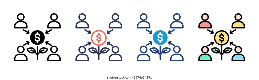 Crowdfunding Icon Set Multiple Style Collection