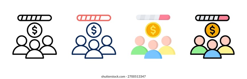 Conjunto de iconos de financiación colectiva colección de estilos múltiples