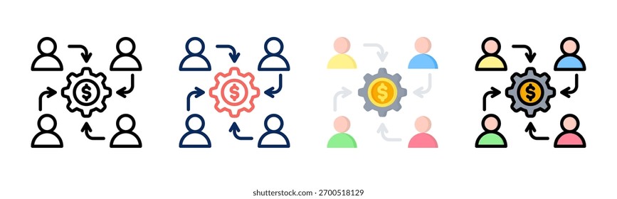 Crowdfunding icon set multiple style collection
