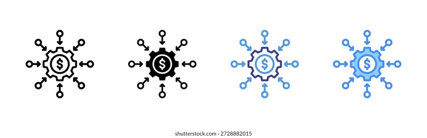 Conjunto de iconos de financiación colectiva colección de estilos múltiples
