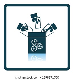 Icono de crowdfunding. Diseño de reflexión de sombra cuadrada. Ilustración vectorial.