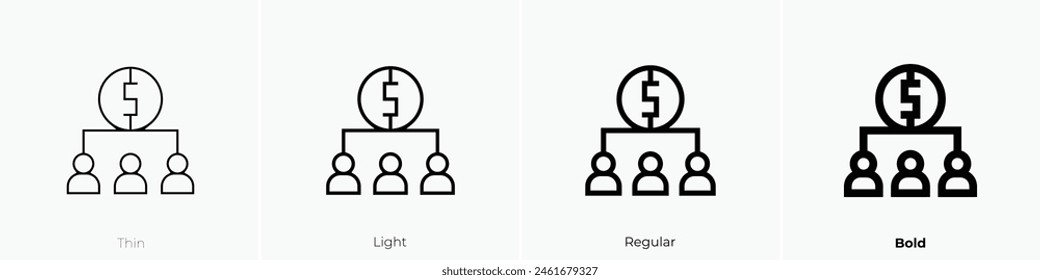 Crowdfunding-Symbol Dünnes, leichtes Regular- und Bold-Design isoliert auf weißem Hintergrund