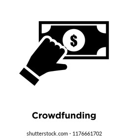 Crowdfunding icon vector isolated on white background, logo concept of Crowdfunding sign on transparent background, filled black symbol