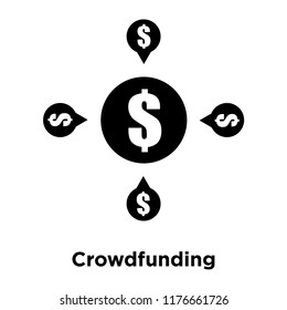 Crowdfunding icon vector isolated on white background, logo concept of Crowdfunding sign on transparent background, filled black symbol