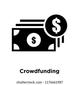 Crowdfunding icon vector isolated on white background, logo concept of Crowdfunding sign on transparent background, filled black symbol