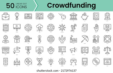 crowdfunding Icons bundle. Linear dot style Icons. Vector illustration