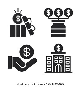 crowdfunding Icons Set = unboxing, saving money, payment, bank. Perfect for website mobile app, app icons, presentation, illustration and any other projects.