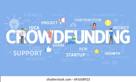 Crowdfunding illustartion concept. Idea of sharing and donating money.